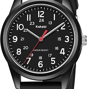 Watches for Mens Womens Unisex Easy to Read Analog Quartz Wristwatch Silicone Strap Military 24 Hour Time Casual Comfortable 30M Waterproof