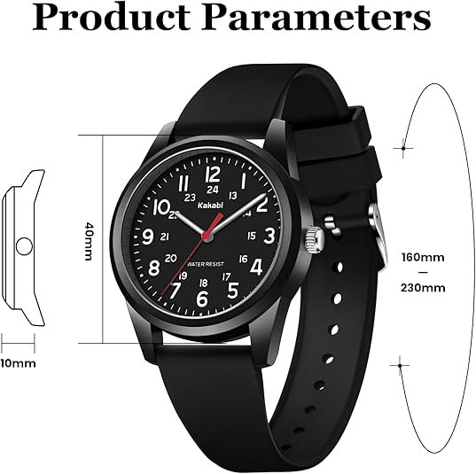 Watches for Mens Womens Unisex Easy to Read Analog Quartz Wristwatch Silicone Strap Military 24 Hour Time Casual Comfortable 30M Waterproof - Image 2